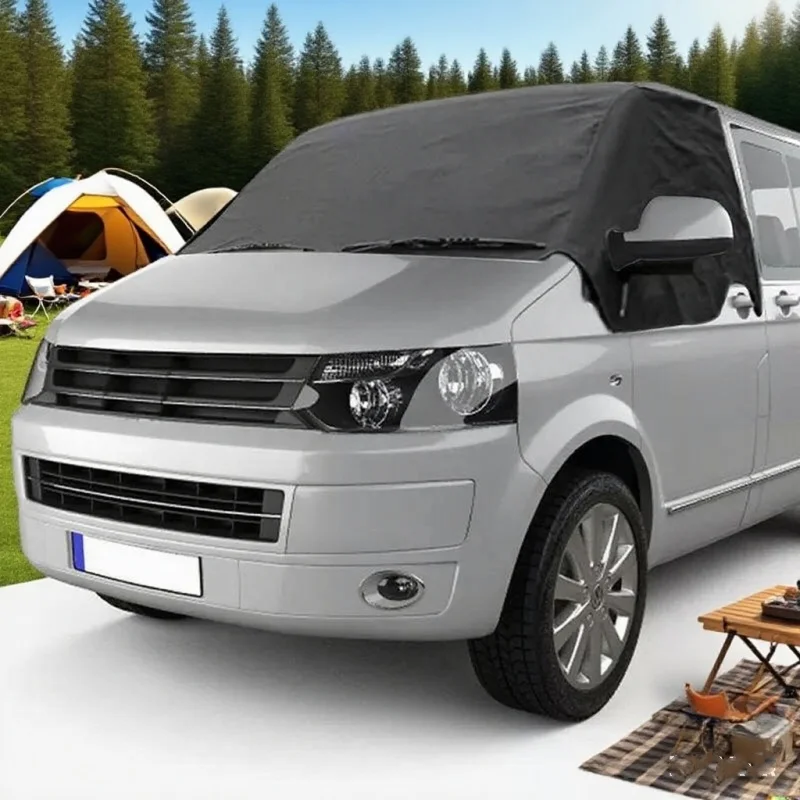 1pc à prova dwaterproof água pára-sol deluxe para volkswagen t5 t6 e rvs preto oxford tecido grosso proteção uv pára-brisa capa