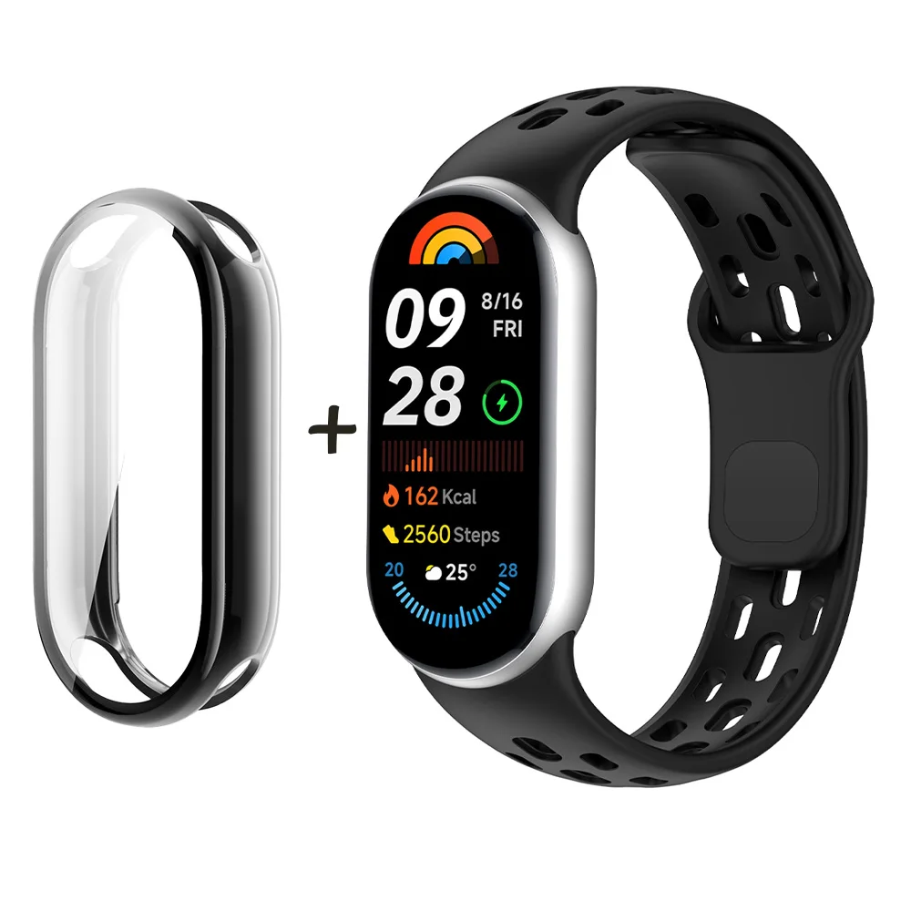 Case+strap for Xiaomi mi band 10/9 accessories All-Around Soft TPU Protective Bumper shell Screen Protector miband 10 9 Cover image 2