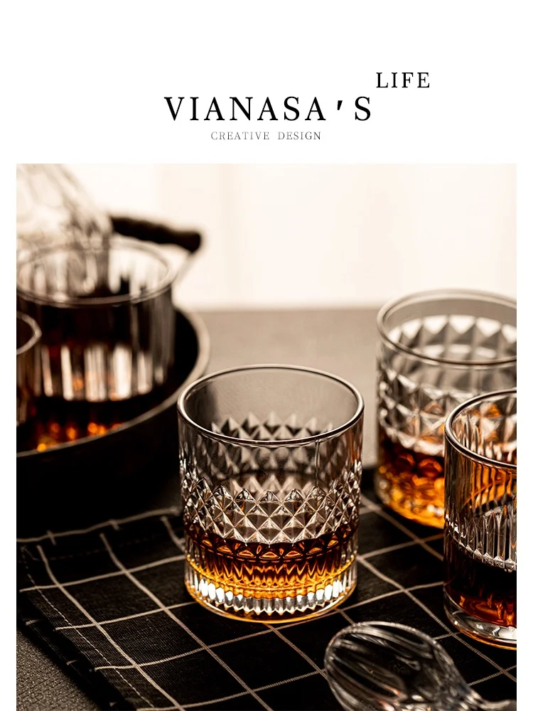 Nordic Style Large Capacity Crystal Whiskey Glass Vias Foreign Liquor Cup Classic Design for Home Use Transparent Glass Drink...