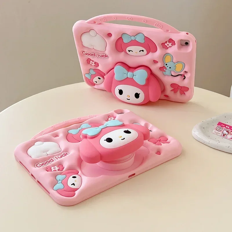 Sanrio Melody-funda de mesa de dibujos animados para IPad Pro 2024, 11 pulgadas, Air 4, 5, 6, Mini 3, 4, 5, 6, 9, 7, 8, 10,2, 10, 10,9, cubierta de silicona a prueba de golpes