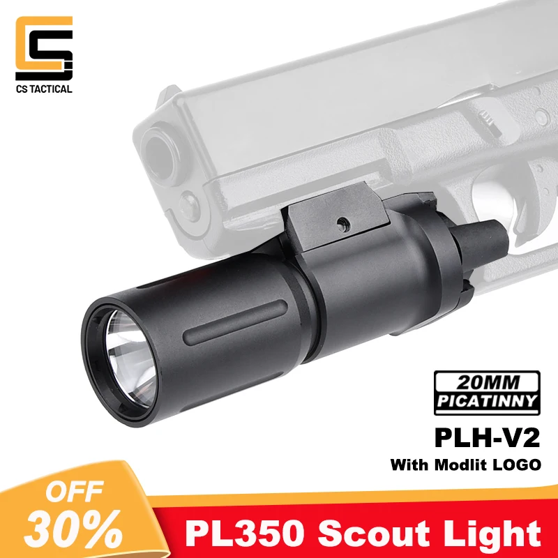 

WADSN PLHV2 PL350 Tactical Flashlight Airsoft Pistol White LED 1000 Lumens Scout Light For 20mm Rail Hunting Weapon Accessories