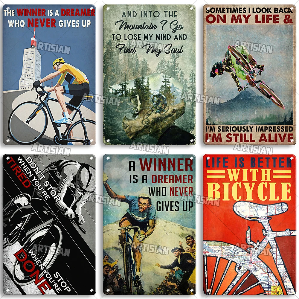 ARTISIAN Rusty Cycling Metal Tin Sign Vintage Sport Decorative Poster Pub Home Metal Sign Studio Industrial Decor Wall Plate