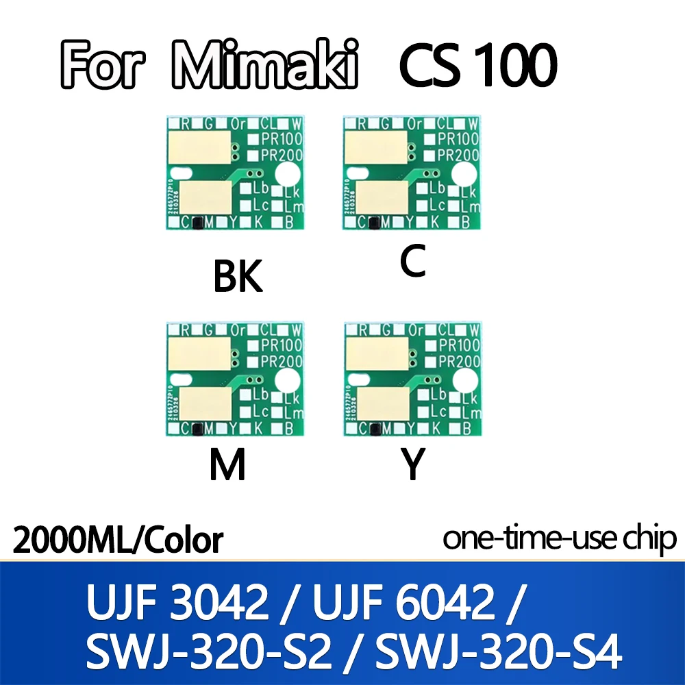 

2000ML CS100 CS 100 Ink Chip for Mimaki UJF 3042 UJF 6042 SWJ-320-S2 SWJ-320-S4 Ink Bottle disposable chip K C M Y