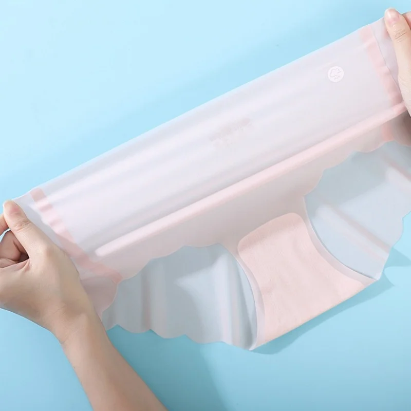 7Pcs/Set Ultra-Thin Panties Women's Sexy Lingerie Quick Drying Briefs Low Rise Underwear Summer Invisible Ice Silk Panties image 5