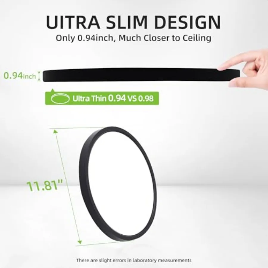 12 Inch Selectable CCT LED Round Flat Panel Light 24W 3000K 4000K 5000K EdgeLit Flush Mount Ceiling Light Fixture for Kitchen B