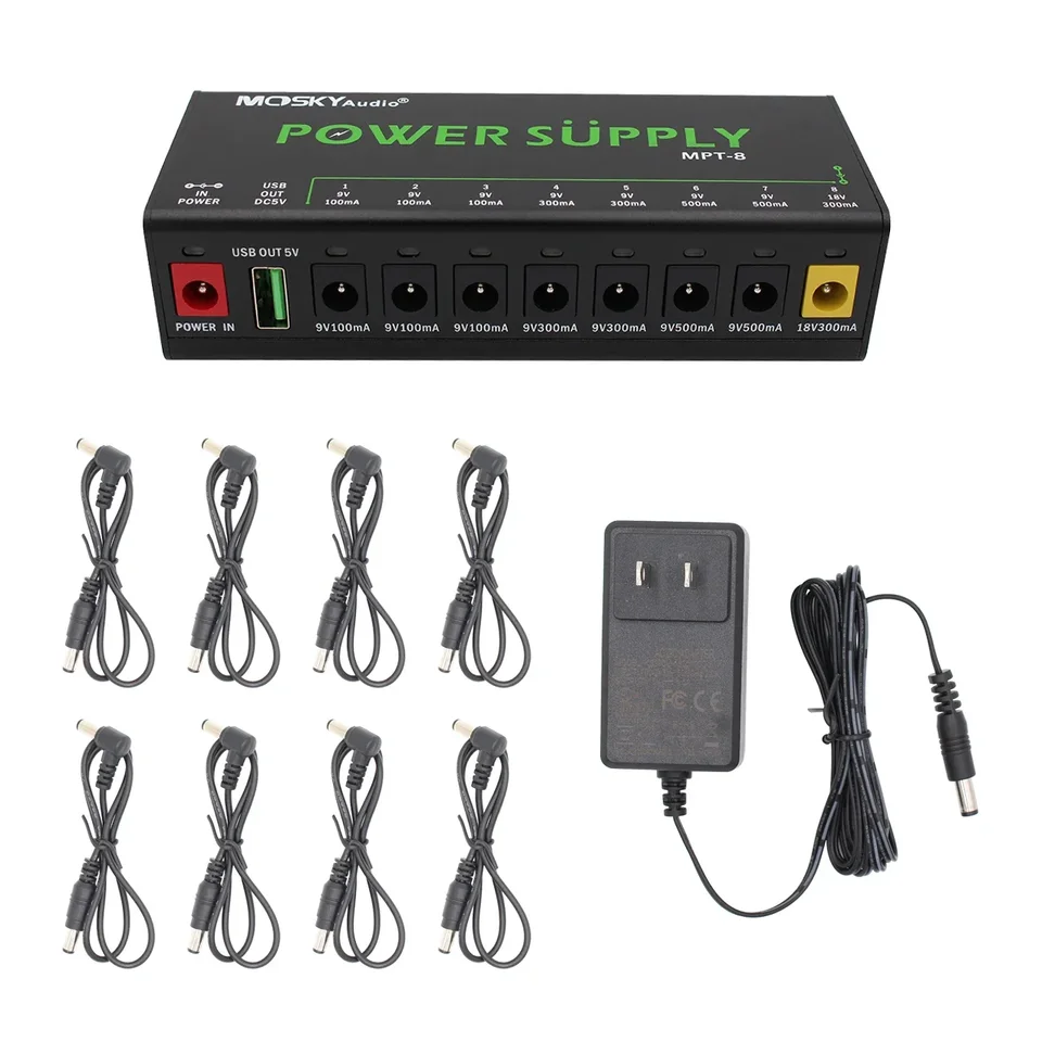 MOSKY MPT-8 Guitar Effect Pedal Power Supply 8 Isolated DC Output