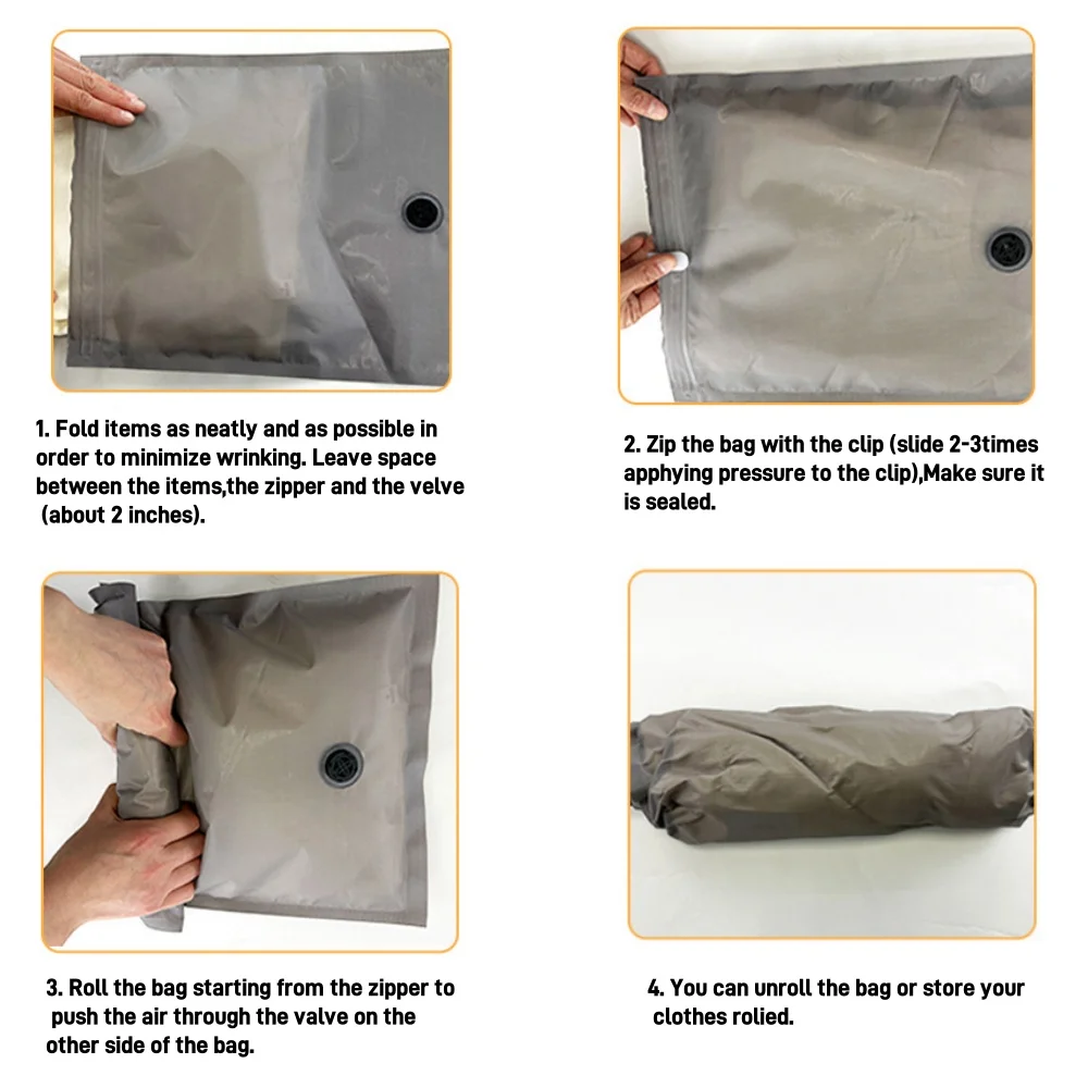 Cloth Vacuum Storage Bag for Travel and Moving, Reusable Fabric Cloth Bag Luggage Bag, Roll-Up Compression, No Need Air Pump