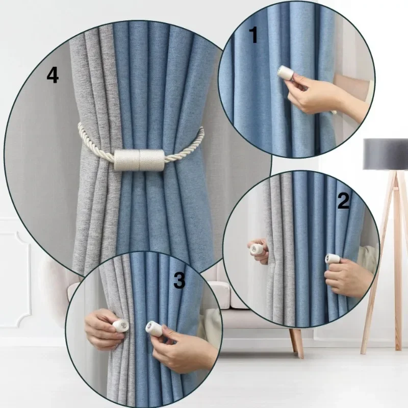 1Pc Cylindrical curtain strap magnetic buckle for curtains no need to install curtain buckle