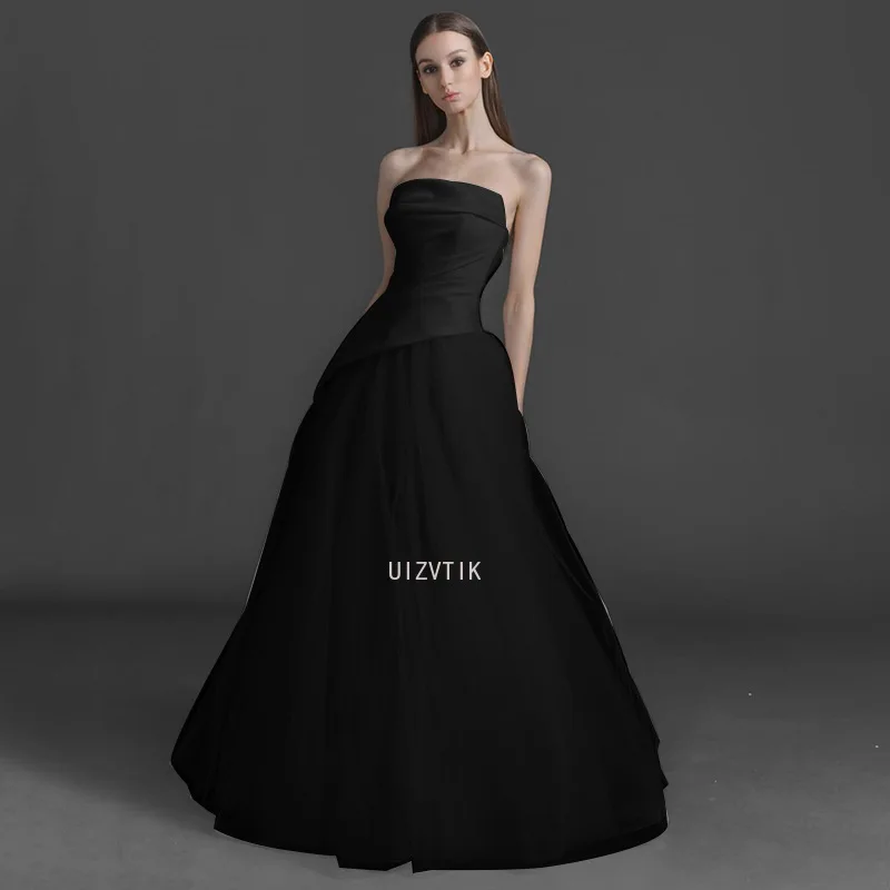 A linha vestidos de casamento feminino photoshoot sem alças retalhos vestido de noiva personalizado plissados cetim e tule macio vestidos de noiva