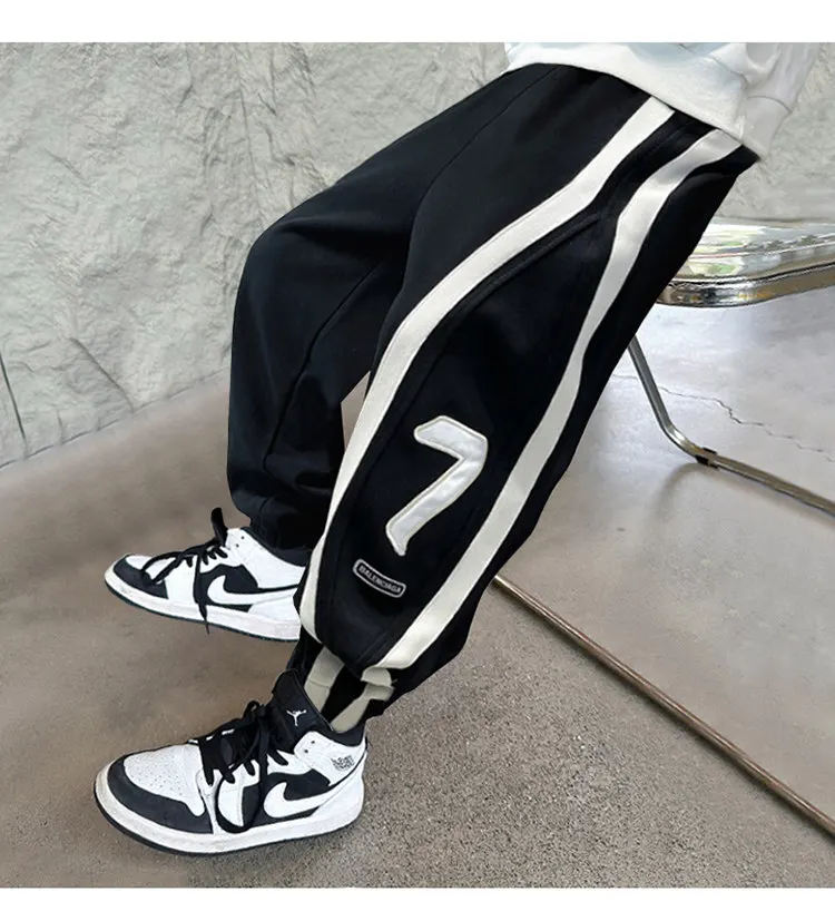 Kinderbekleidung Neue Hosen für Teenager-Jungen Modische Koreanische Sport-Hosen mit Elastischem Bund für Kinder Frühling Herbst Schulhosen 5-14 Jahre – Detail 3