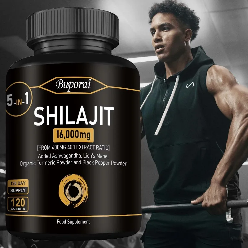 5-in-1 Shilajit Capsules 16000mg - Improves Overall Vitality and Energy Levels, Helps Maintain Healthy Nervous and Immune System