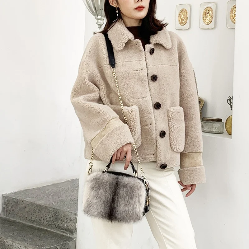 Women's Luxury Fur Pocket Bag High Quality Mink Fur With Cowhide Handbag Fashion Chain Can Cross Body Fur Bag