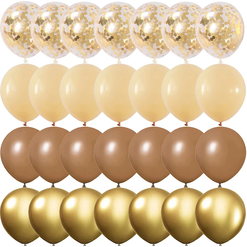 30pcs/lot 10inch Retro Coffee Brown Balloons Gold Confetti Latex Baloon Baby Shower Wedding Birthday Party Decor Globos