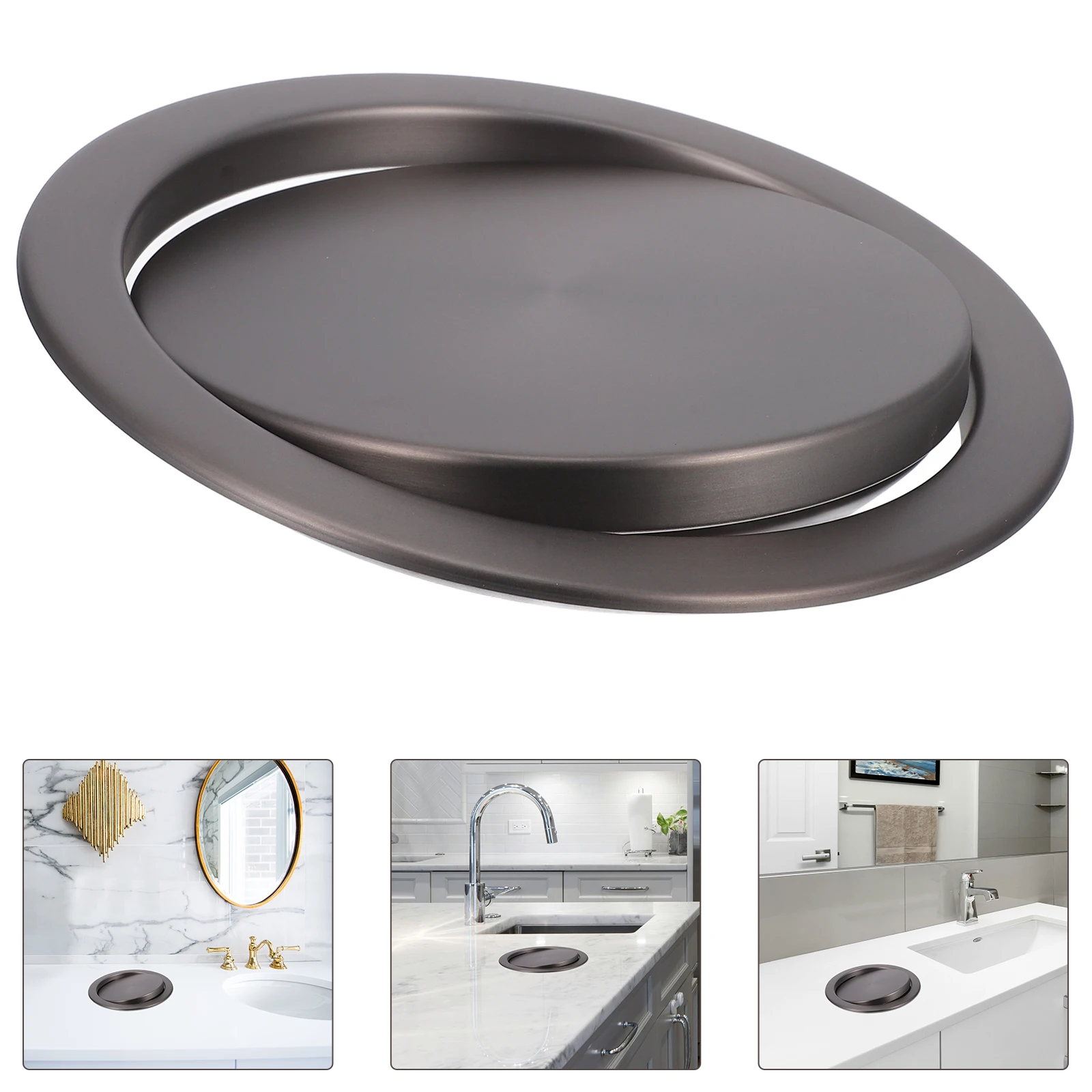 

1pc Stainless Steel Flip Trash Can Lid for Home Kitchen Garbage Scratch Resistant Replacement Bin Cover Quiet Closure Compatible