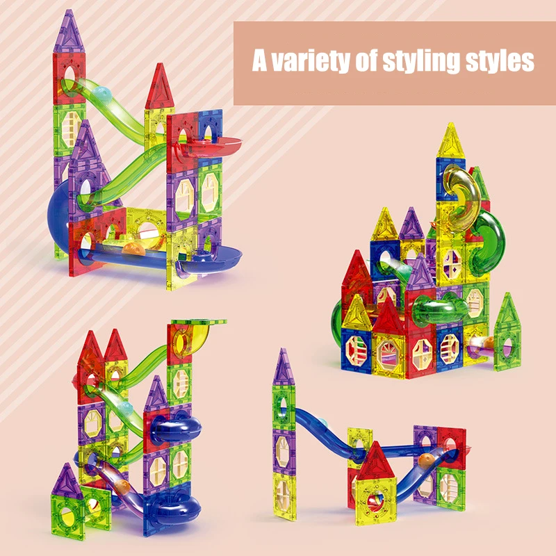 Mini ensemble de voies en marbre-jouet de blocs de Construction de piste magnétique-blocs d'empilage de Construction-jouets éducatifs STEM