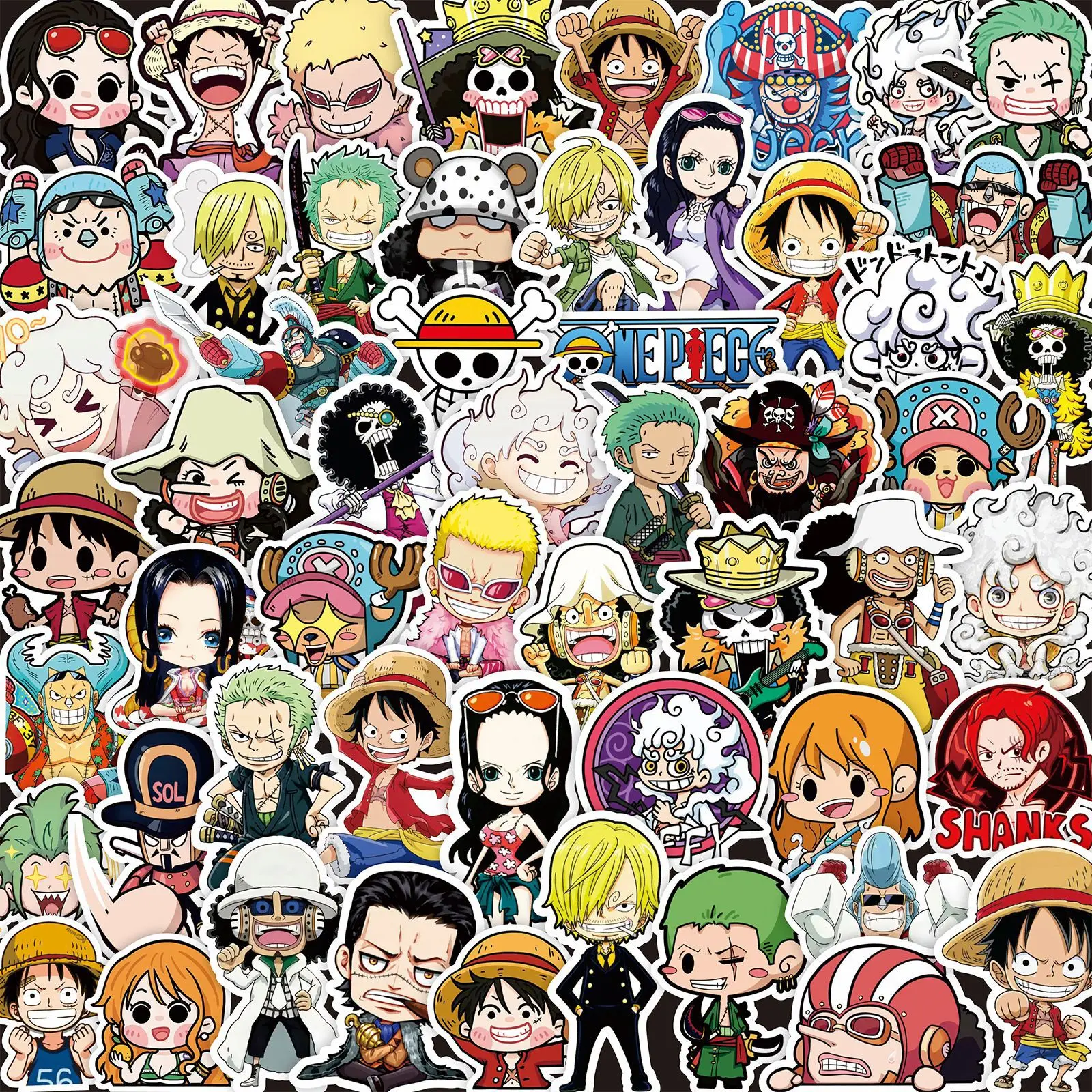 65/80PCS Lindas Pegatinas de Anime de One Piece, Calcomanías de Luffy, Resistentes al Agua, para Decorar Carcasas de Teléfono, Laptops, Motocicletas, Juguetes y Regalos