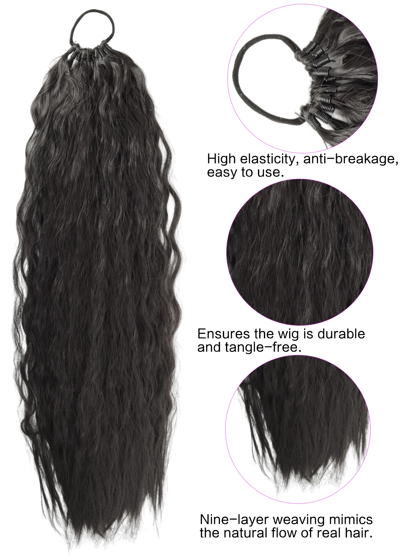 Synthetic Braided Wig, 24 Inch Curly Ponytail