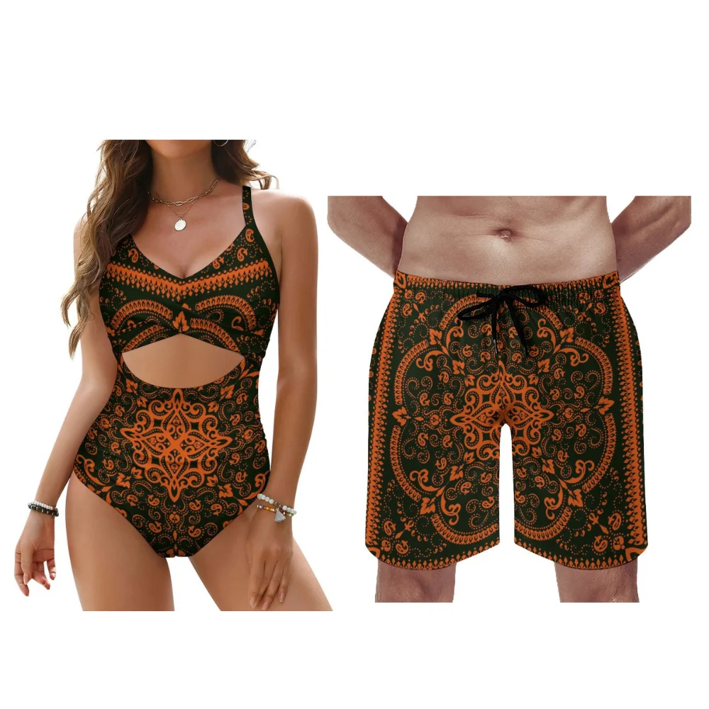 

Бандана на заказ, пляжная пара, женские цельные купальники, мужские плавки, незаменимые для отпуска