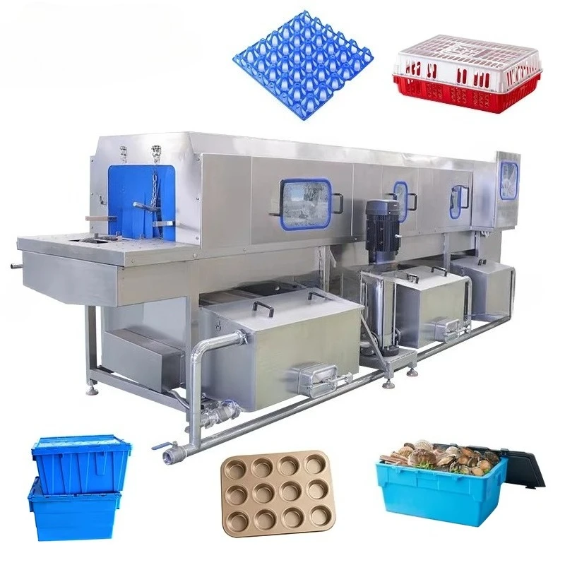 Customized Poultry Crate Cleaning Machine with Hot Water System Perfect for Various Crate Sizes