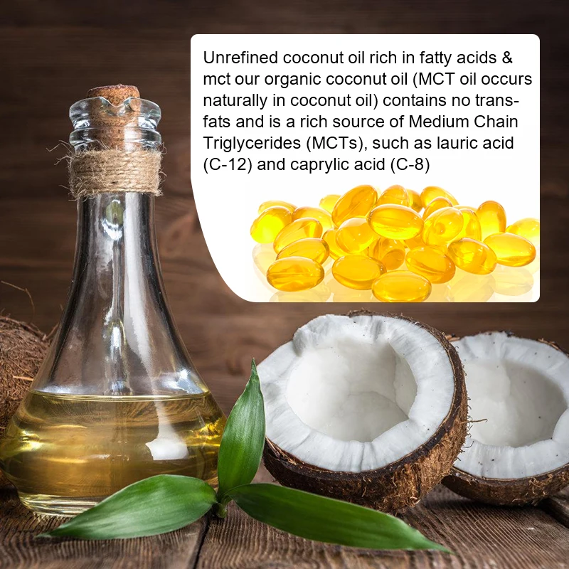 Coconut Oil Capsules Promotes Healthy Hair, Skin & Nails Made with Organic Coconut Oil