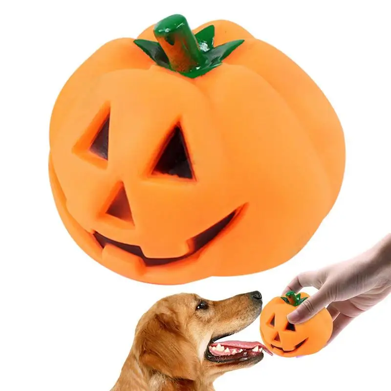 Pumpkin Squeaky Toy Halloween Pumpkin Squeeze Toy Pet Talking Sound Toys Durable Pumpkin Shaped Chewing Toy For Halloween Home