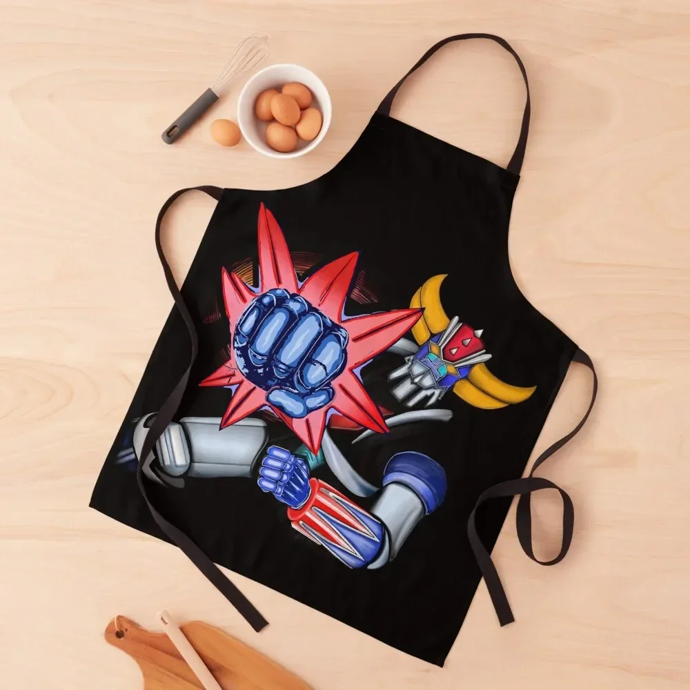 

Grendizer FIST PUNCH Apron For Women Kitchen Kitchen Kawaii Accessories Apron