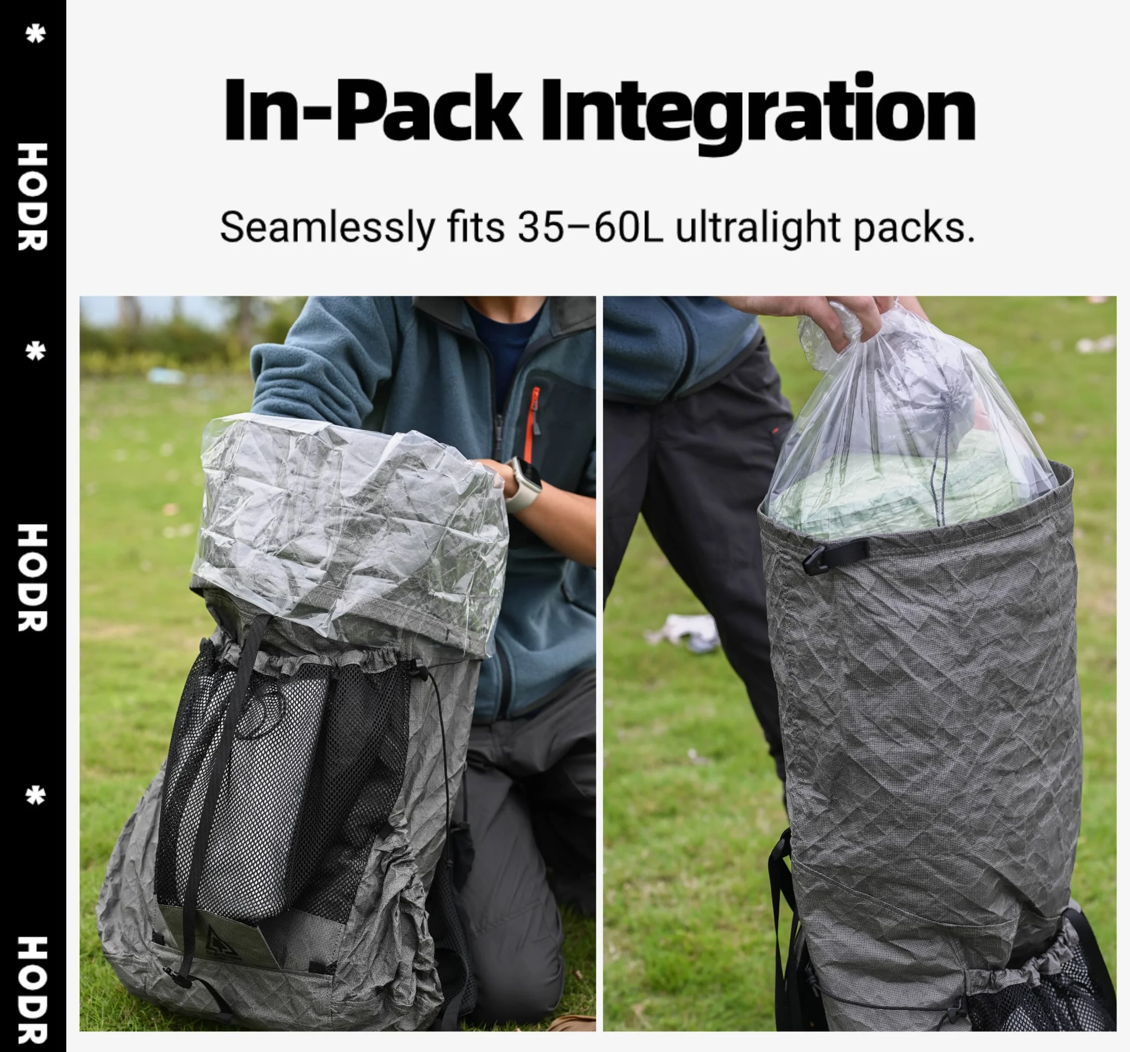 Rucksack-Innentasche, Verpackung, ultraleicht, 14 g Polycro-Innen-Trockentasche, wasserdichte Aufbewahrung für Wandern, Trekking, UL-Campingausrüstung – Detail 6