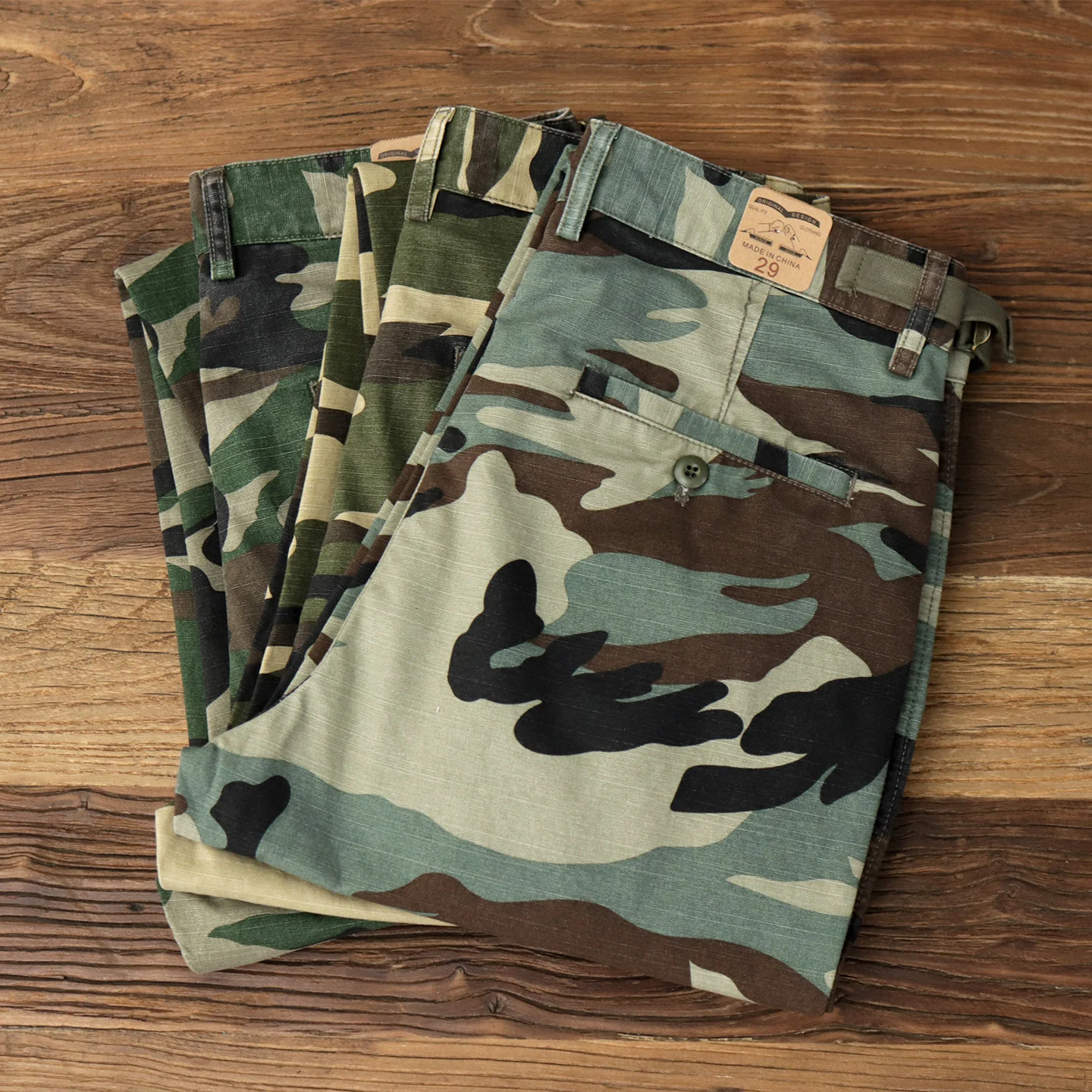 

2026 Spring and Autumn New American Rerto Woven Camouflage Cargo Pants Men's Amekaji 100% Cotton Washed Straight Casual Trousers