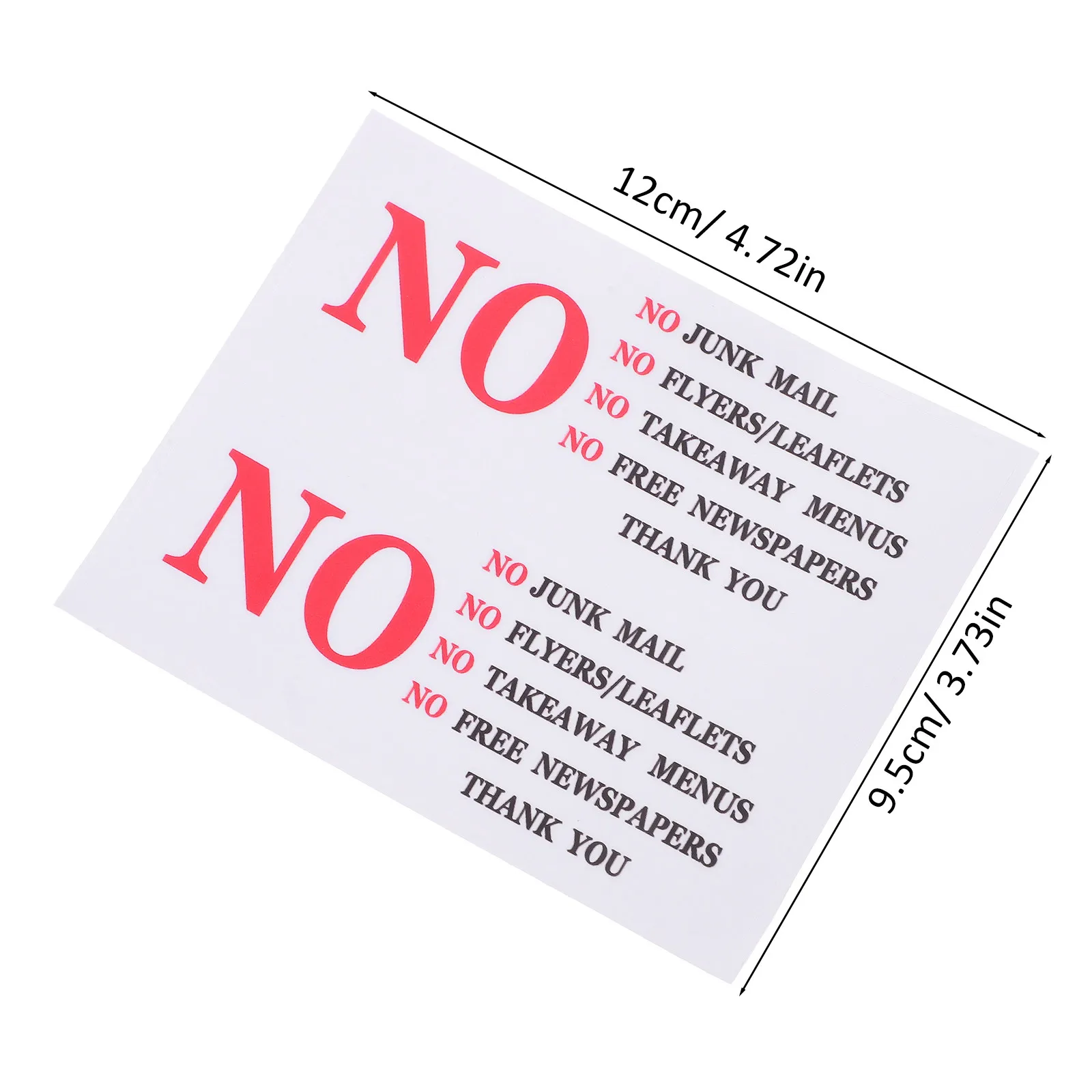 2Pcs Mailbox Reminder Sticker No Junk Mail Deterrent Weather Resistant Adhesive Decal Versatile Application Front Door Mailbox