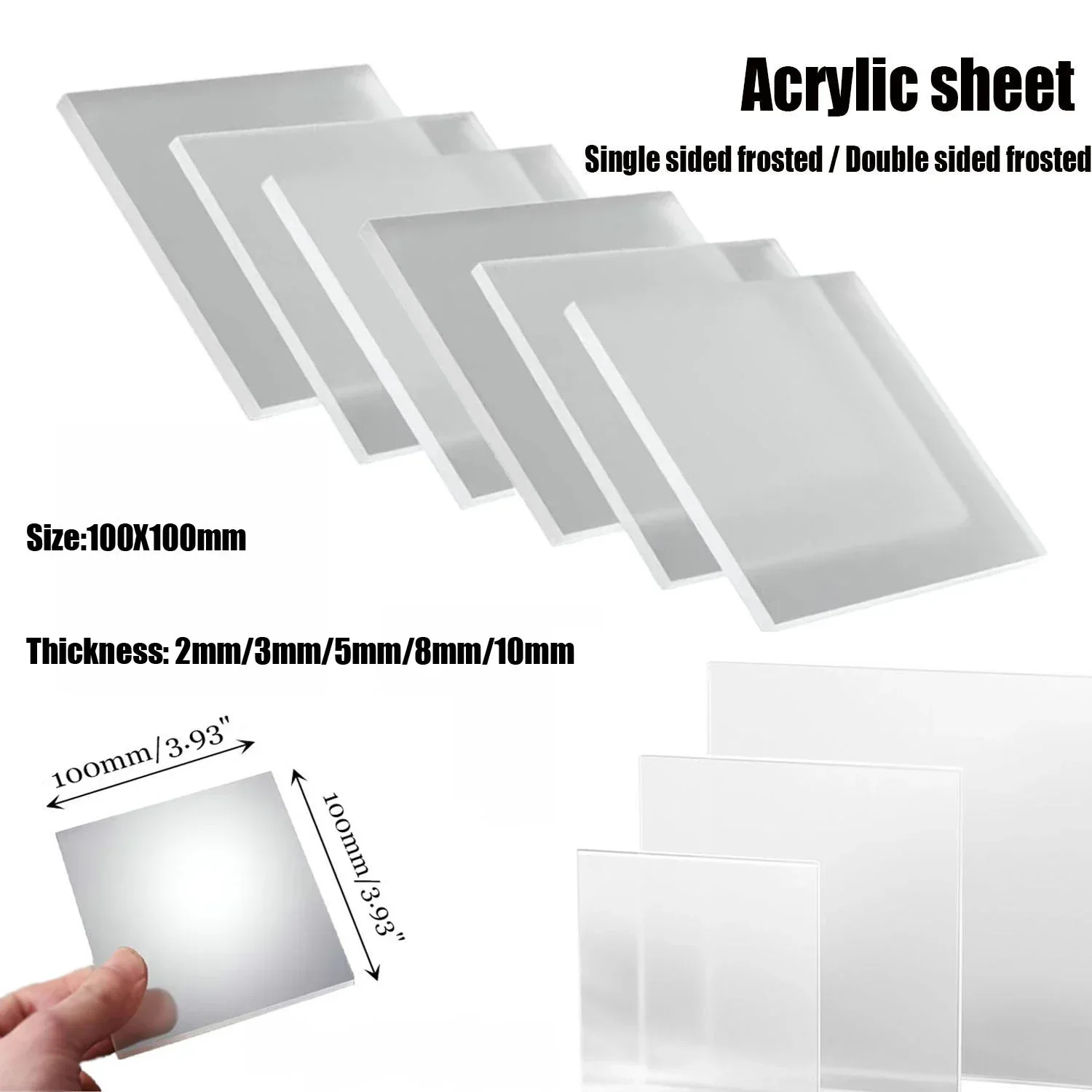 1-10Pcs 2-10mm Matte Acrylic Board, Frosted Plastic Sheet for Picture Frames, DIY Crafts & Sign Display