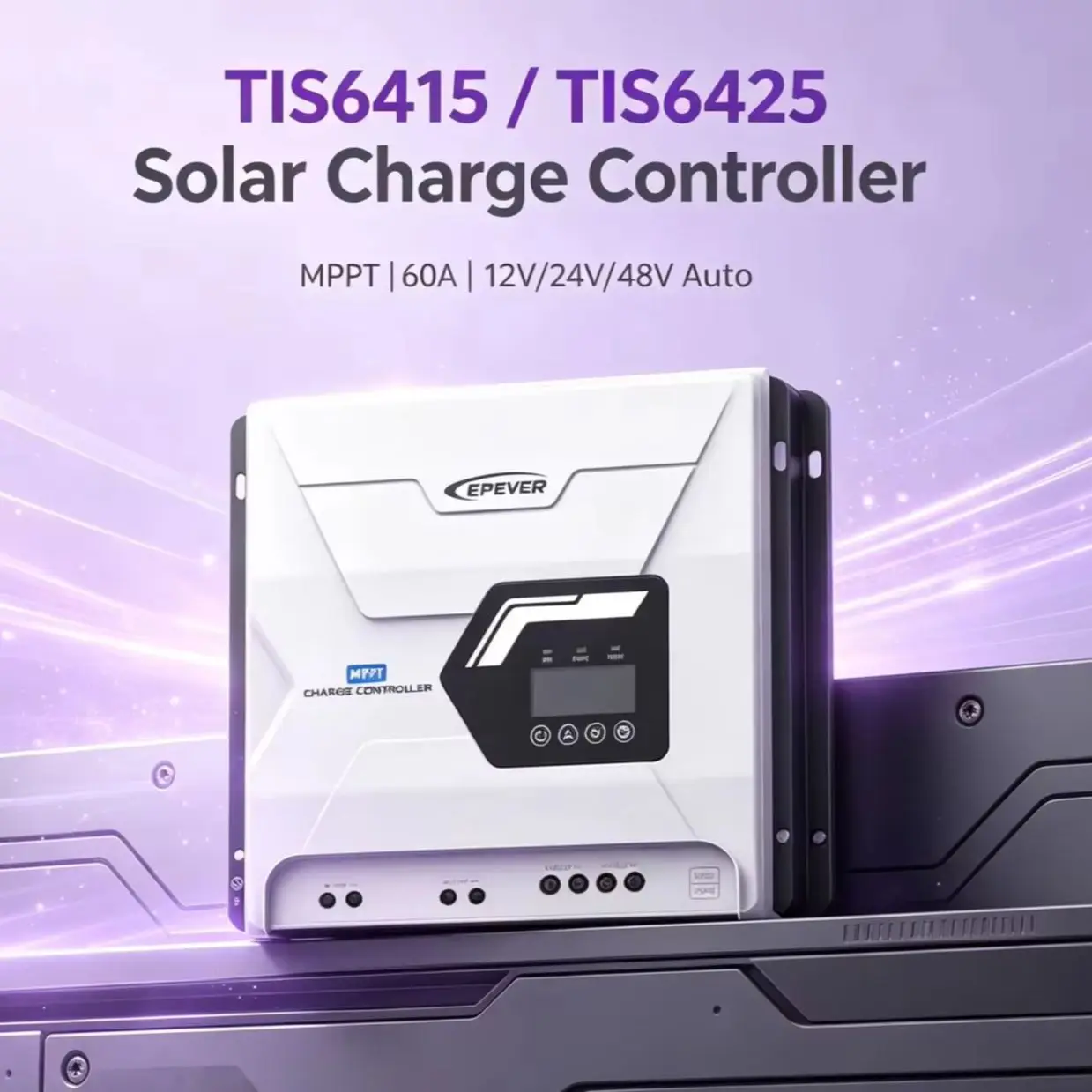 60A MPPT Solar Charge Controller Auto TIS6415 TIS6425 12V 24V 48V Lithium Battery Regulator for Off-Grid Solar Power System