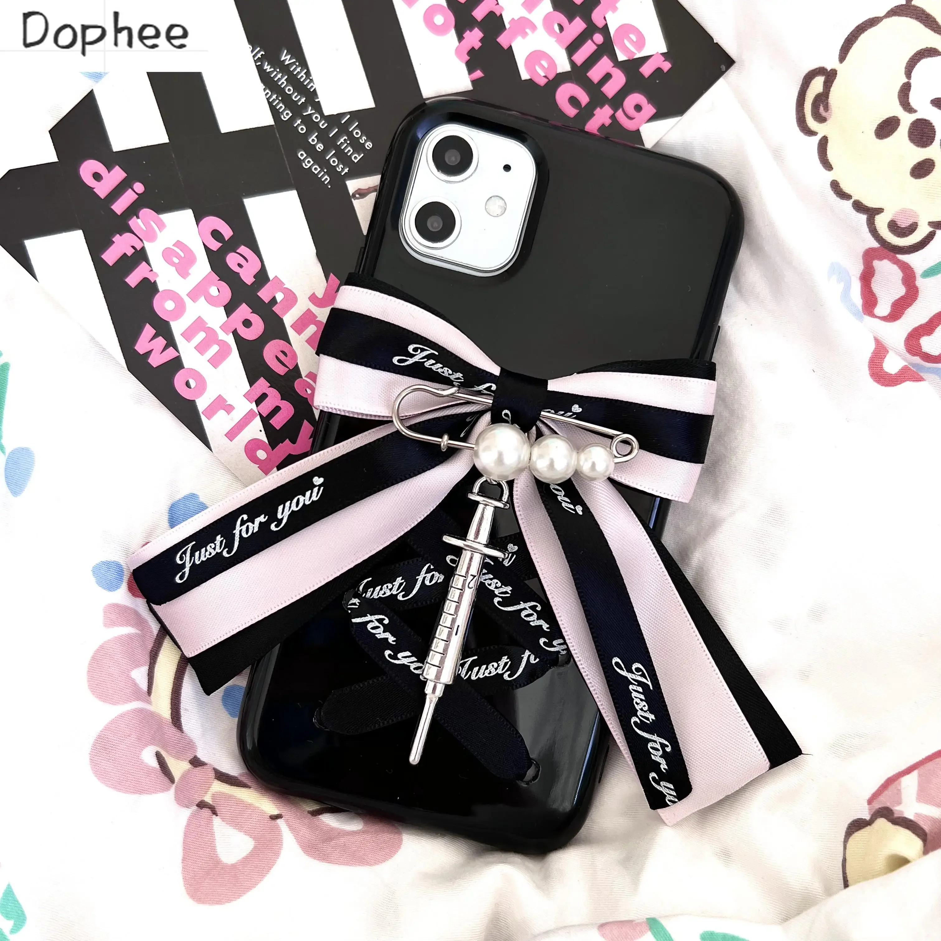 Dophee Original Strap Pearls Needle Tubing TPU Soft Mobile Phone Case Suitable for Apples Phone Covers IPhone 12 13 14 15Pro Max