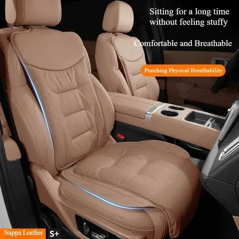 Universal Nappa Leather Car Seat Cushion - Comfortable Breathable All-Season Automobile Seat Pad for Car Truck SUV