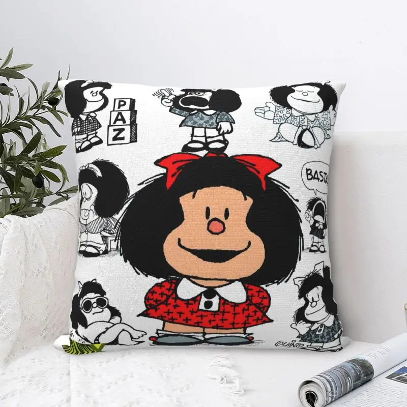 Custom Mafaldas Collage Cartoon Manga Quino Comic Cushion Covers Soft Cute Pillow Cases