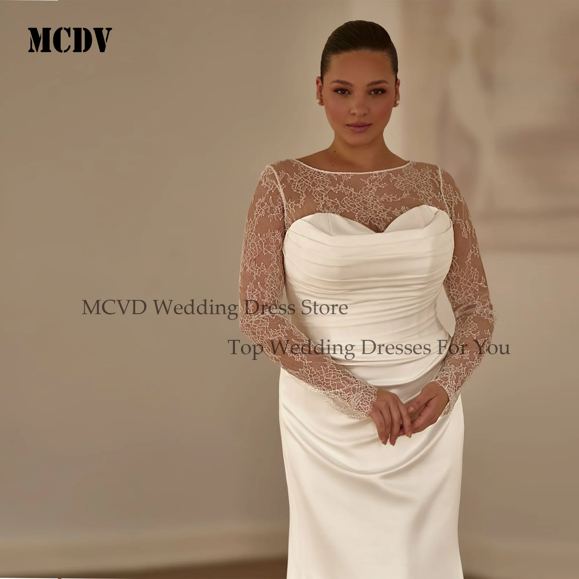 MCDV فستان زفاف مقاس كبير للعروس حورية البحر كم قابل للانفصال فساتين حفلات فاخرة مشد الظهر مخصص فيستدو دي نوفيا بودا