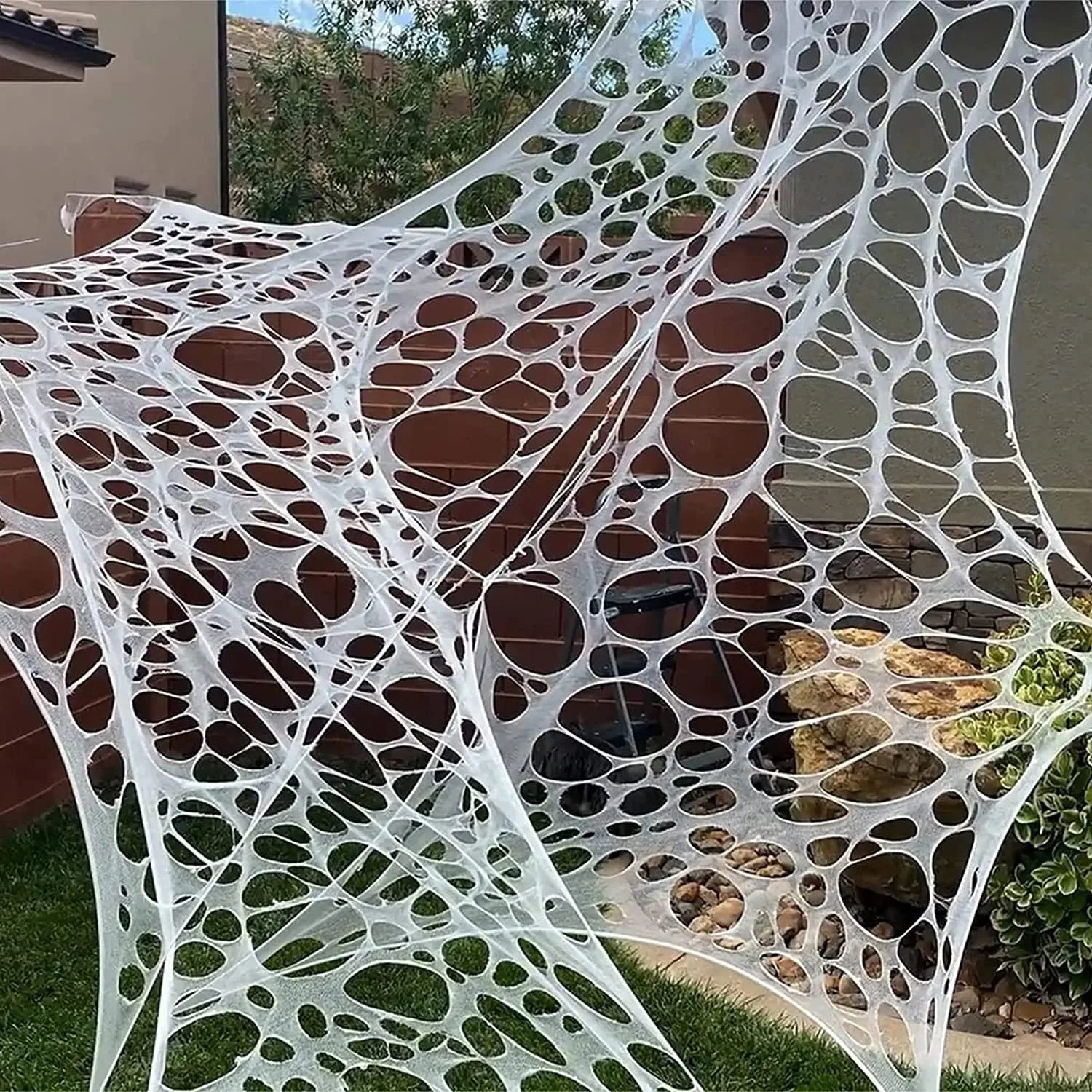 2/4m Halloween Decorations Outdoor Spider Web Giant Stretchy Netting Spider Webbing Ripped Cobweb Haunted House Prop Decor