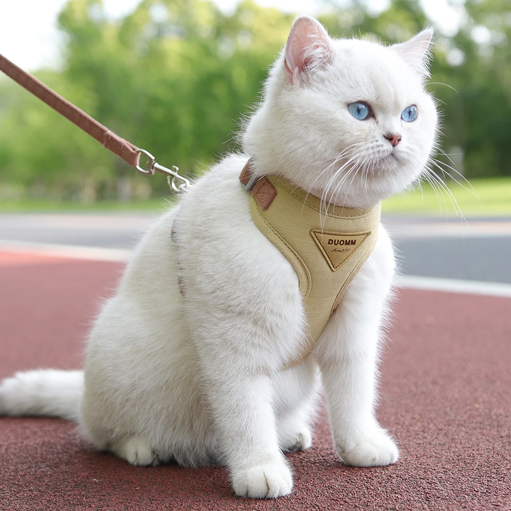 Fashion Cat Dog Harness and Leash Set Soft Suede Fabric Puppy Cat Harnesses Lead Pet Kitten Vests with Rope For Small Dogs Cats