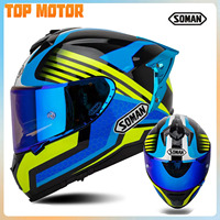 SOMAN Motorcycle Helmet DOT Certification Double Lens Track Racing Anti-Glare Casco Colour Len Riding Capacete For Honda For BMW