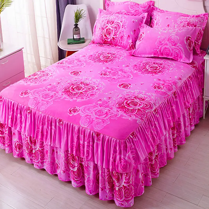 Bed Skirts Household Luxury Modern Protective Thicken Skin-friendly Princess BedSheet King Queen Size Single Double Decoration