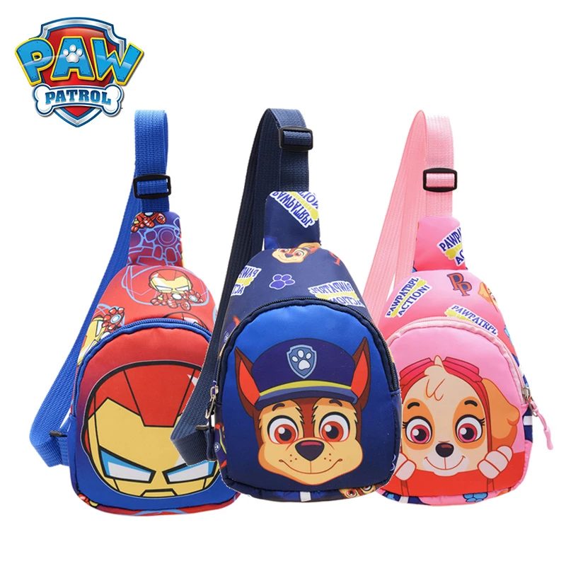 Paw Patrol Cartoon Chest Bag Kids Outdoor Cute Casual Shoulder Bag Small Anime Figure Chase Skye Dog Wasit with Zipper Gift