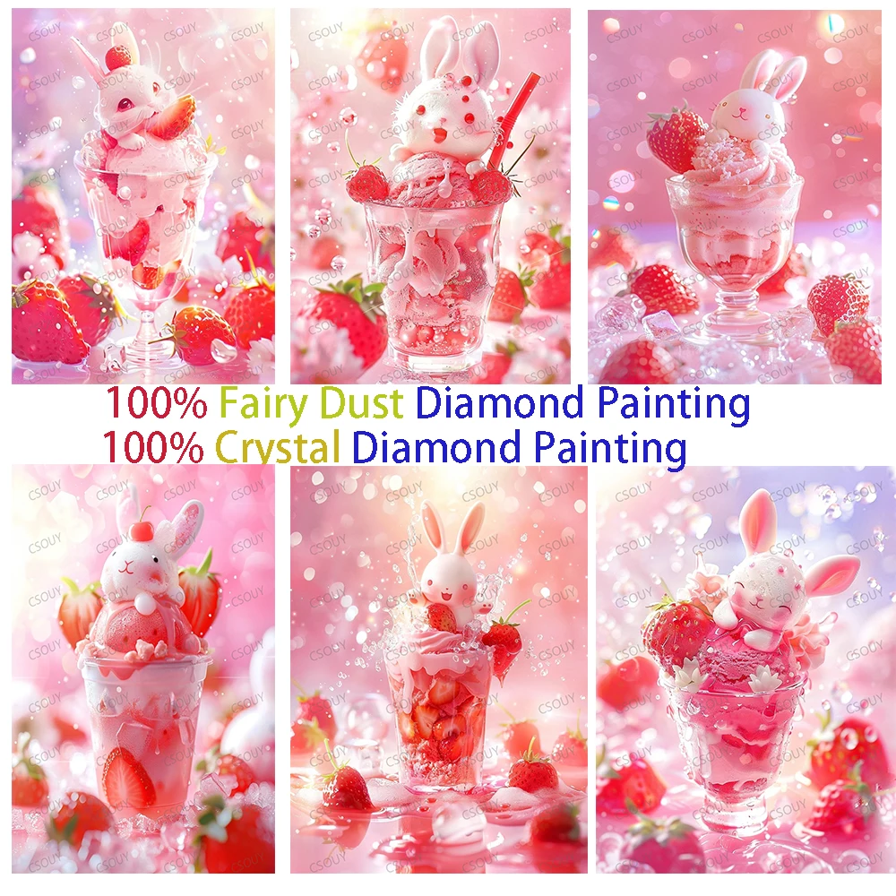 

Strawberry Ice Cream Fairy Dust Diamond Painting Full Square Drill Crystal Cross Stitch Embroidery Mosaic Needlework Rhinestone