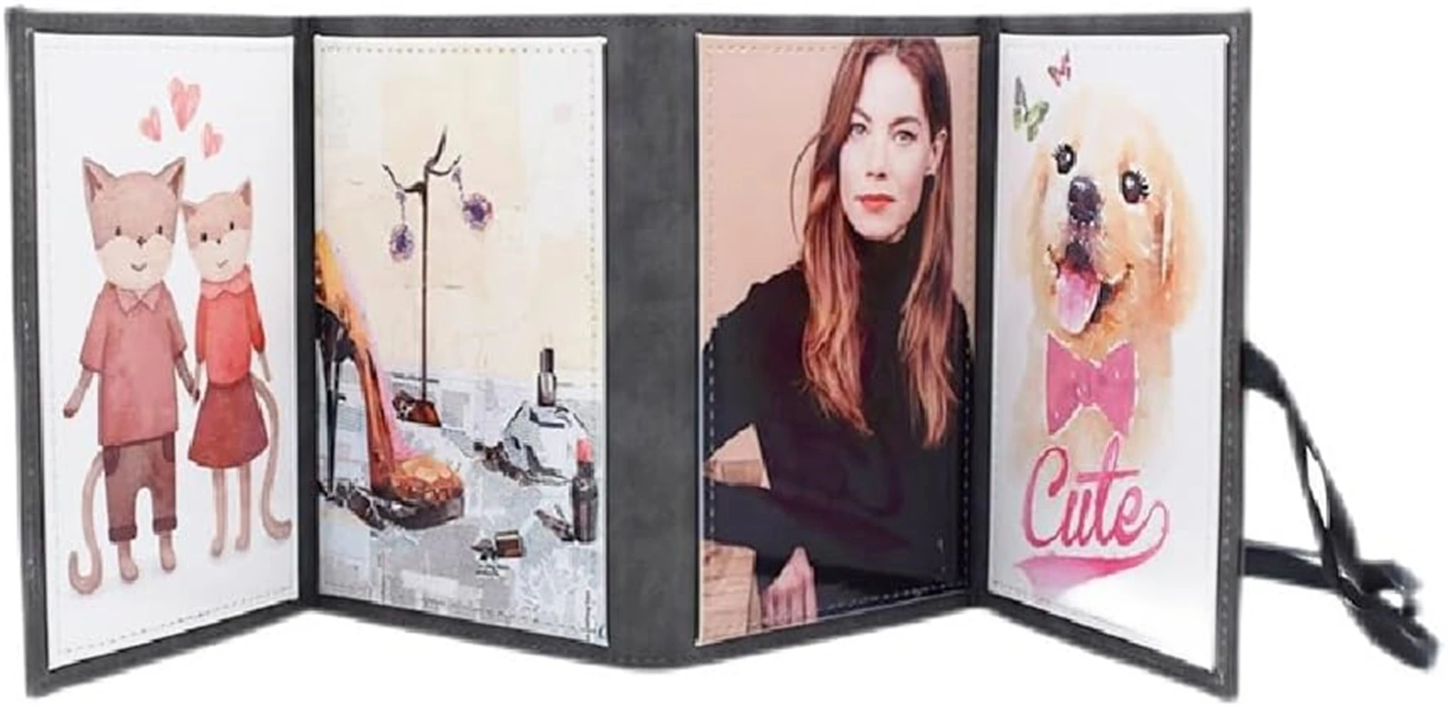 4 Pack Sublimation Blanks Photo Album Creative 4 * 6 inch PU Leather Folding Photo Frame for 4 Photos
