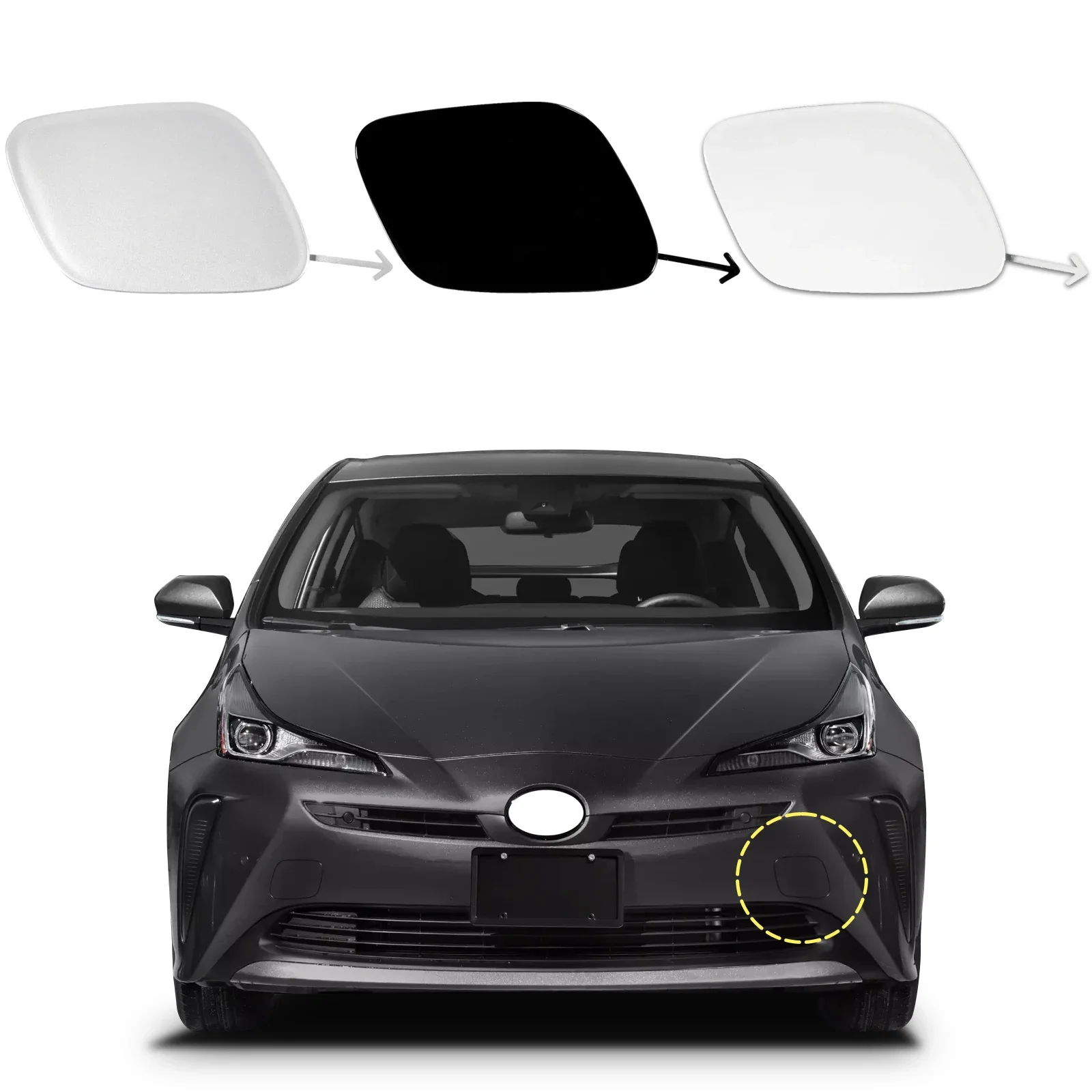 

Front Bumper Tow Hook Cover Cap For Toyota Prius 2019 2020 2021 2022 52128-47910 52127-47911 Trailer Cover Cap Car Accessories