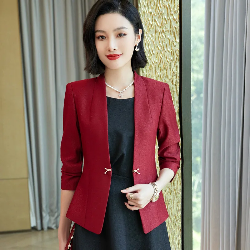 Autumn Winter Ladies Office Elegant Blazers Femininos Business Suits with Blazer Coat and Dress Professional Outfits Set