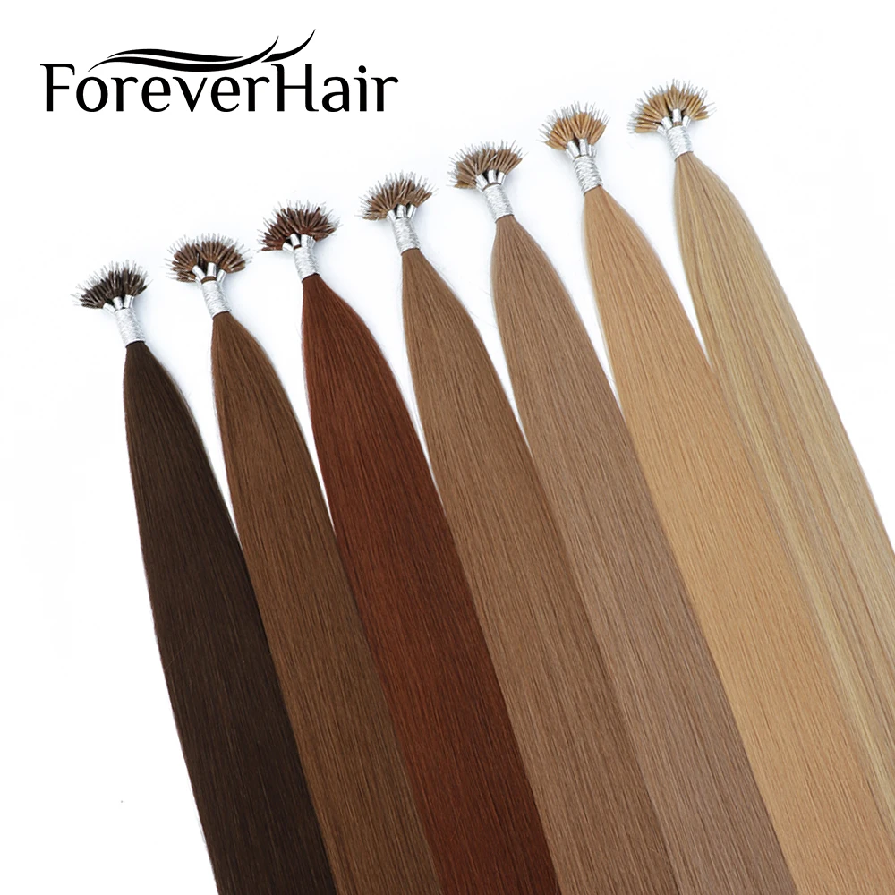 FOREVER HAIR 100% Real Remy 1g/s 16" 18" 20"  Nano Ring Human Hair Extensions Keratin Straight Blonde Micro Beads Hair 50g/p
