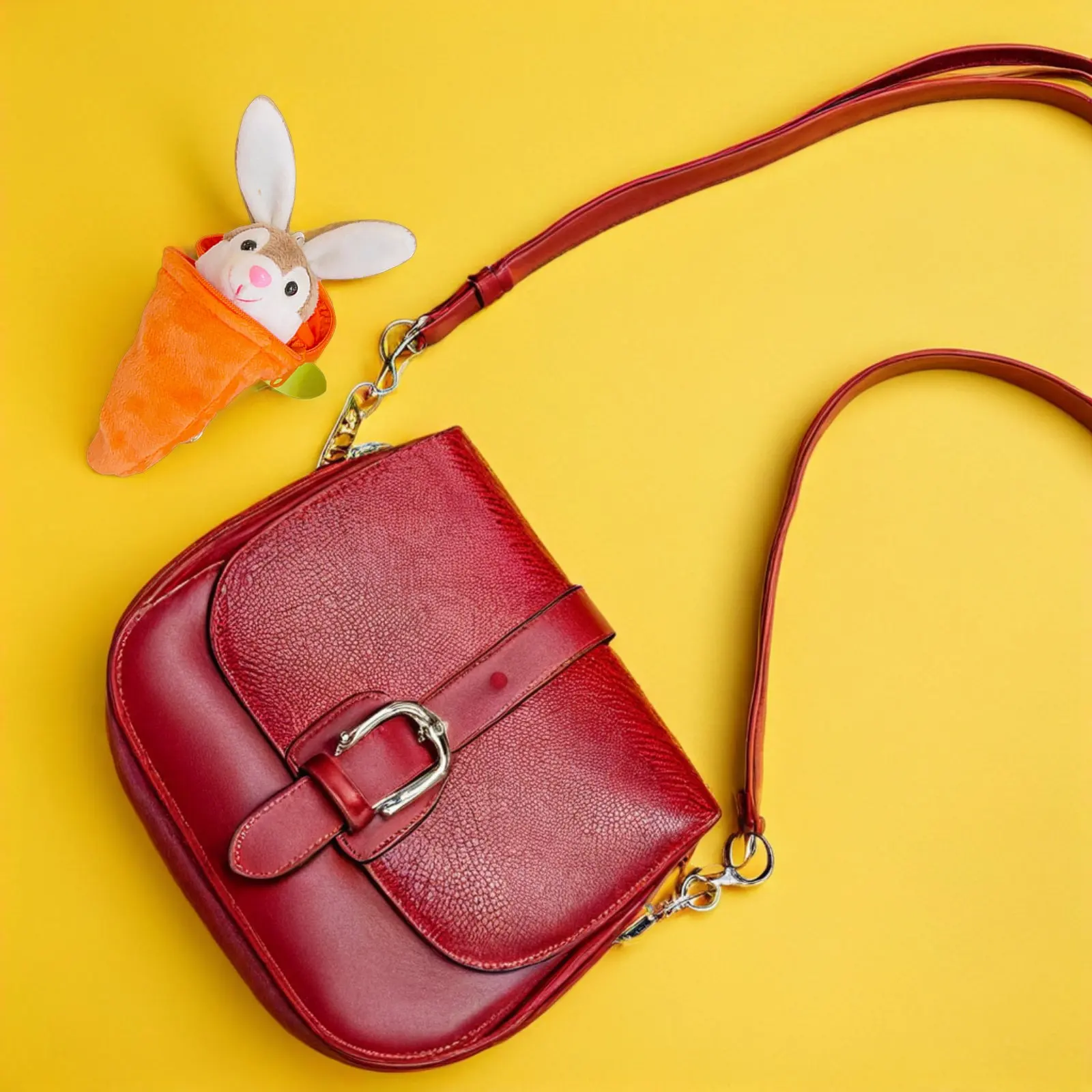 

Creative Cartoon Rabbit Carrot Keyring Hanging Pendant Soft Stuffed Bunny Keychain Charm Decorative Accessory for Bags