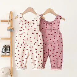 MILANCEL 2024 New Autumn Baby Trousers Toddler Cute Love Overall 1-4T Infant Girls Versatile Loose Corduroy Pants