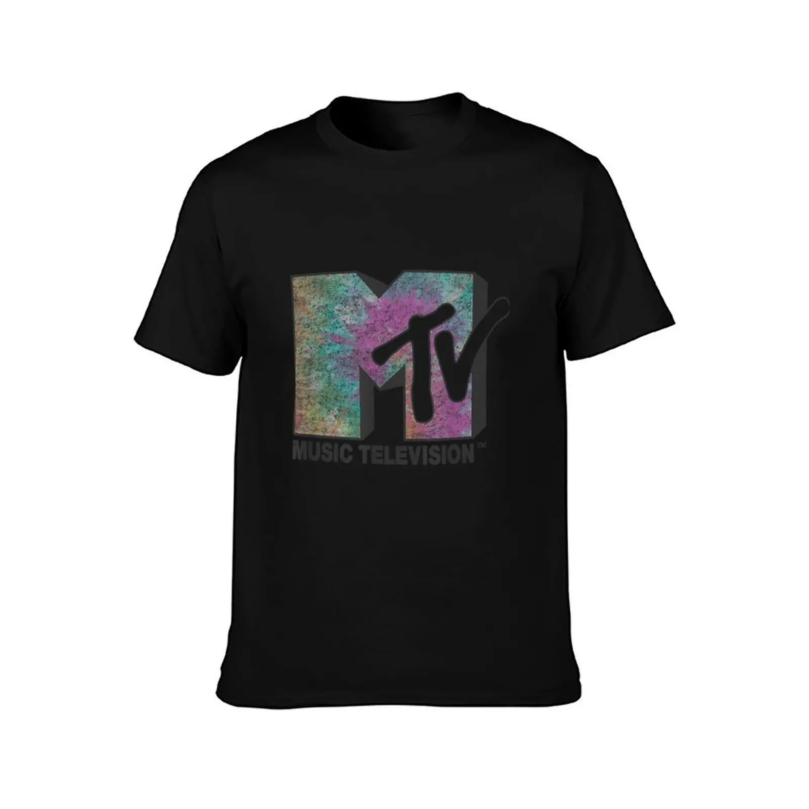 MTV Music Television Faded Tie Dye Logo Fill T-Shirt Casual Holiday Short Sleeve Tee