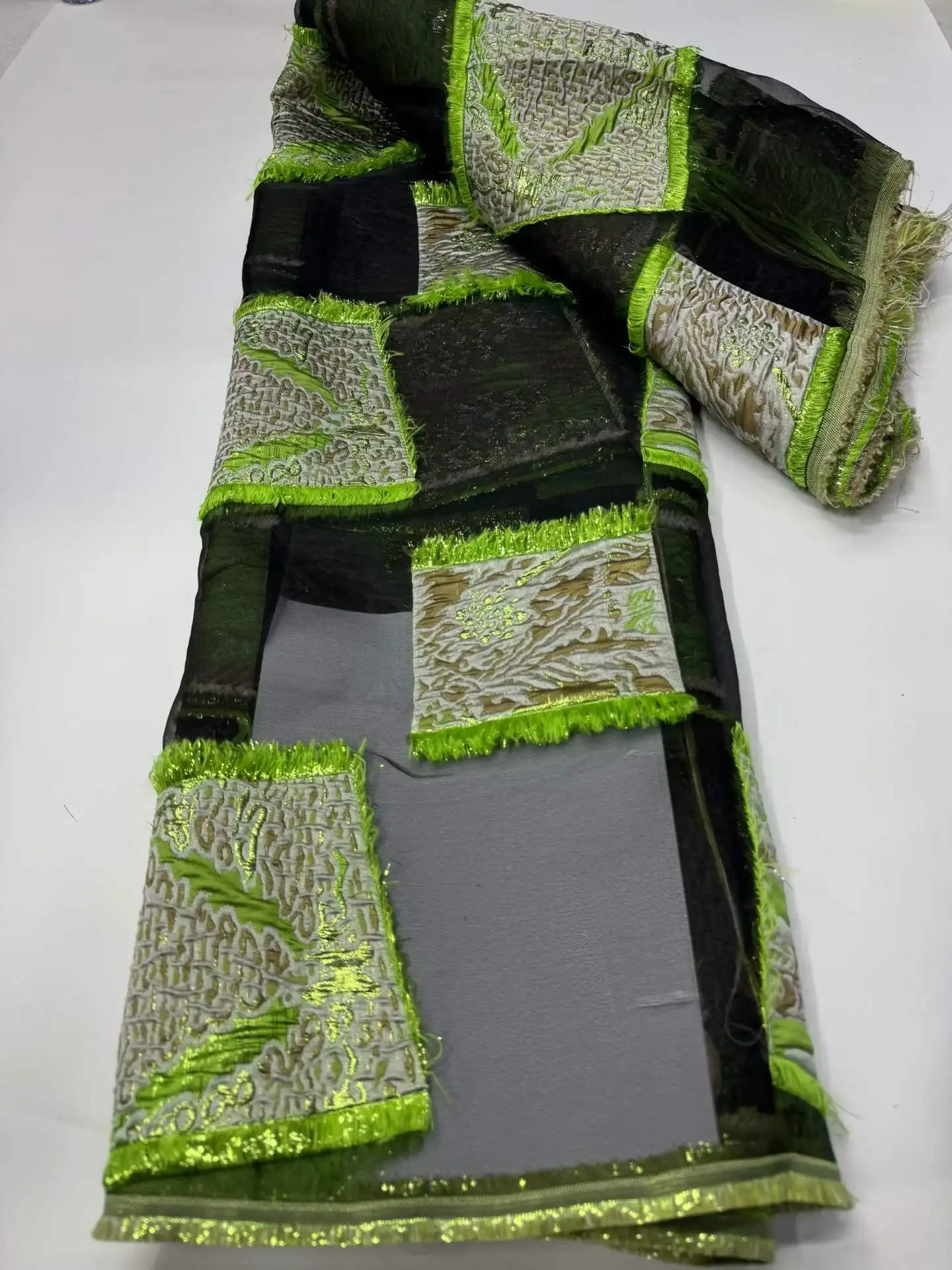 

Новейшая африканская жаккардовая ткань брокад с кружевом, высококачественное нигерийское кружево из органзы с вышивкой для праздничных платьев, 5 ярдов