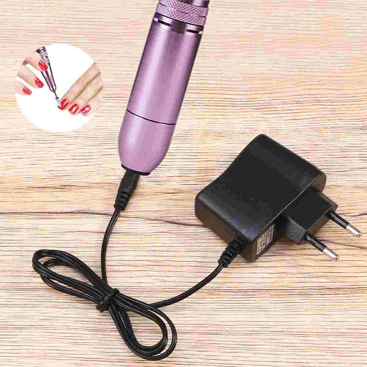 Máquina de manicura eléctrica profesional, taladro de uñas, lima de pedicura, adaptador de corriente, enchufe europeo, adaptador de corriente para máquina de manicura